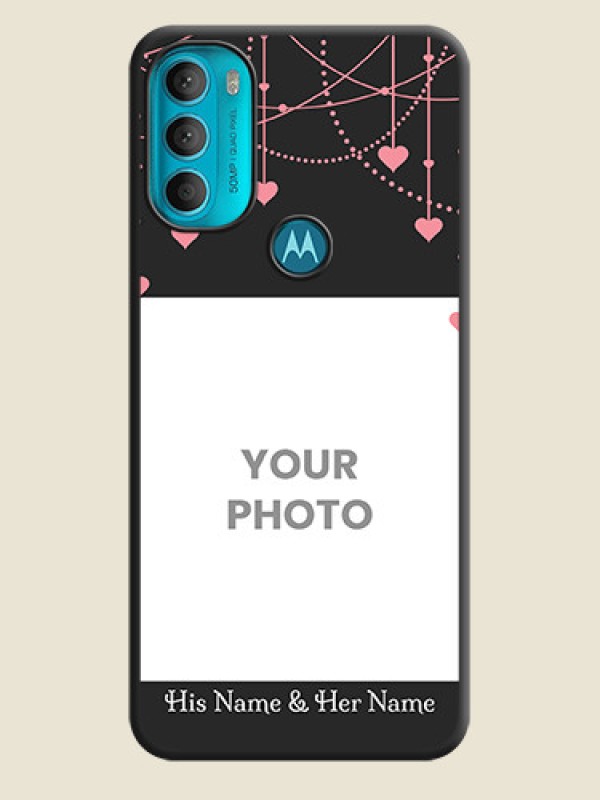 Custom Pink Love Hangings with Text on Space Black Custom Soft Matte Back Cover - Moto G71 5G - alternate view