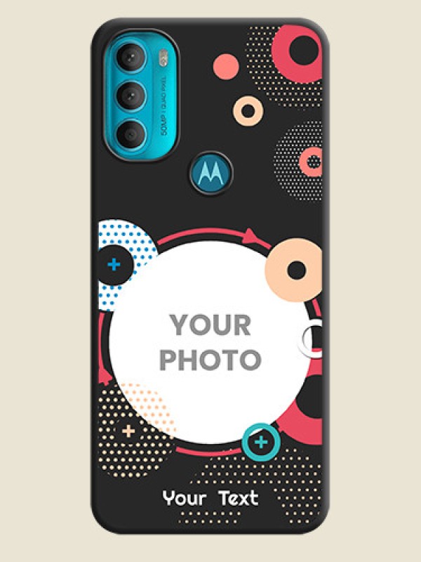 Custom Multicoloured Round Image on Personalised Space Black Soft Matte Cases - Moto G71 5G - alternate view