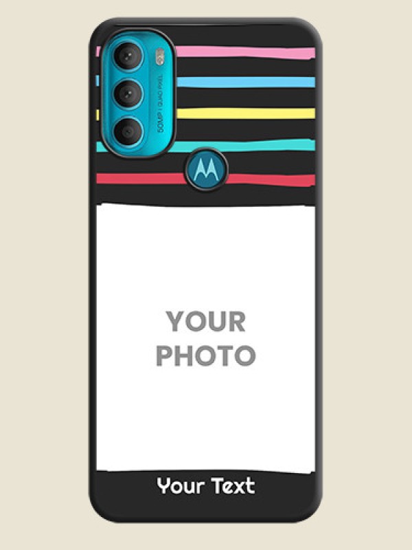 Custom Multicolor Lines with Image on Space Black Personalized Soft Matte Phone Covers - Moto G71 5G - alternate view