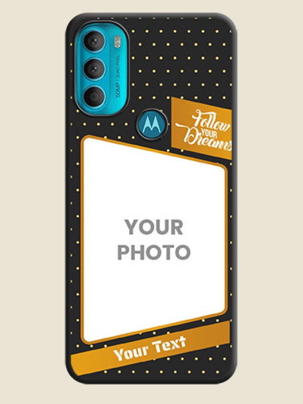 Custom Follow Your Dreams with White Dots on Space Black Custom Soft Matte Phone Cases - Moto G71 5G - alternate view