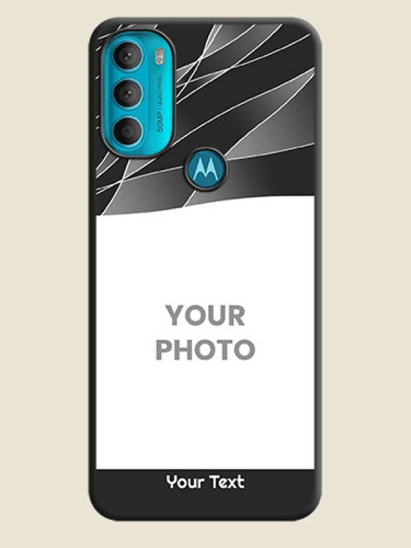 Custom Mixed Wave Lines on Photo on Space Black Soft Matte Mobile Cover - Moto G71 5G - alternate view