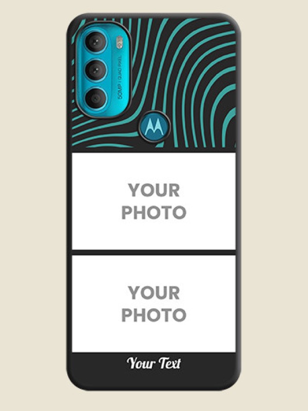 Custom Wave Pattern with 2 Image Holder on Space Black Personalized Soft Matte Phone Covers - Moto G71 5G - alternate view
