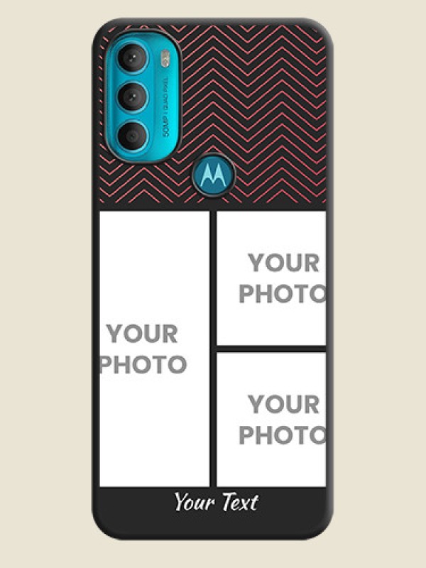 Custom Wave Pattern with 3 Image Holder on Space Black Custom Soft Matte Back Cover - Moto G71 5G - alternate view