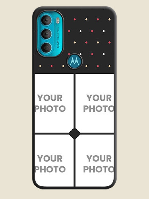 Custom Multicolor Dotted Pattern with 4 Image Holder on Space Black Custom Soft Matte Phone Cases - Moto G71 5G - alternate view