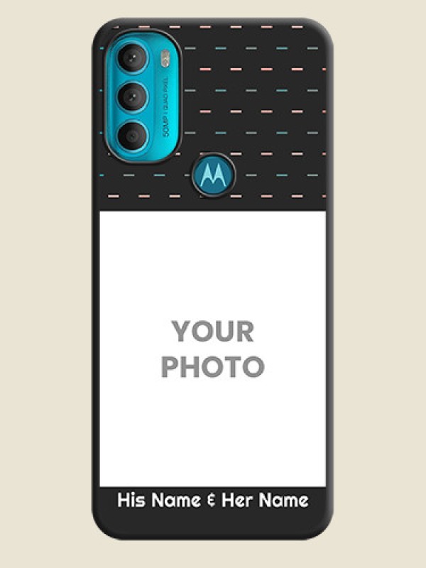 Custom Line Pattern Design with Text on Space Black Custom Soft Matte Phone Back Cover - Moto G71 5G - alternate view