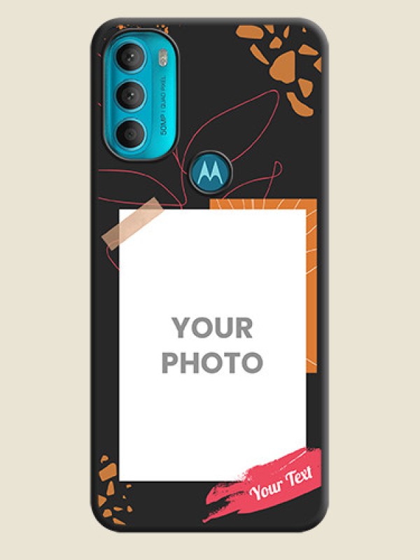 Custom Orange Photo Frame on Space Black Custom Soft Matte Phone Back Cover - Moto G71 5G - alternate view