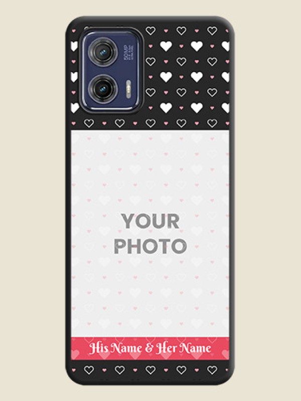 Custom White Color Love Symbols with Text Design on Photo on Space Black Soft Matte Phone Cover - Moto G73 5G - alternate view