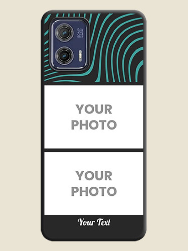 Custom Wave Pattern with 2 Image Holder on Space Black Personalized Soft Matte Phone Covers - Moto G73 5G - alternate view