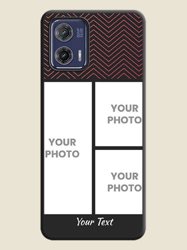Custom Wave Pattern with 3 Image Holder on Space Black Custom Soft Matte Back Cover - Moto G73 5G - alternate view