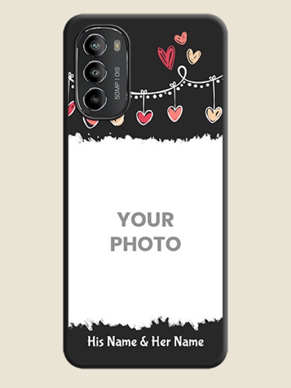 Custom Pink Love Hangings with Name on Space Black Custom Soft Matte Phone Cases - Moto G82 - alternate view