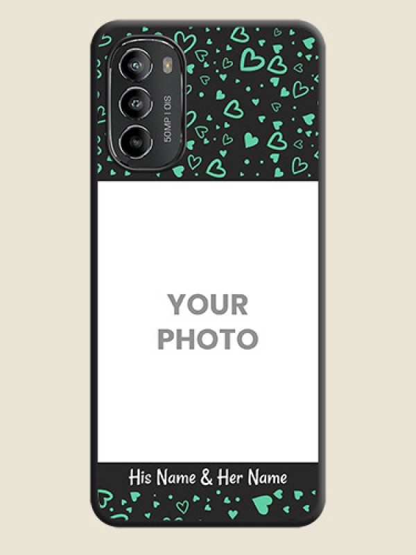 Custom Sea Green Indefinite Love Pattern on Photo on Space Black Soft Matte Mobile Cover - Moto G82 - alternate view