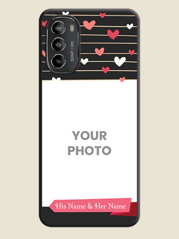 Custom Love Pattern with Name on Pink Ribbon  on Photo on Space Black Soft Matte Back Cover - Moto G82 - alternate view