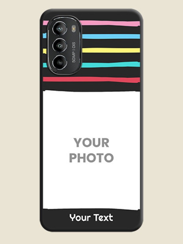 Custom Multicolor Lines with Image on Space Black Personalized Soft Matte Phone Covers - Moto G82 - alternate view
