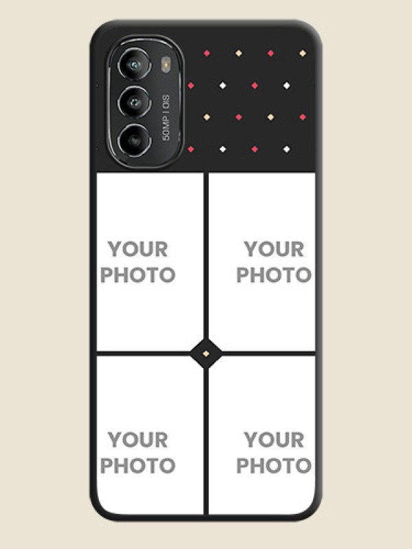 Custom Multicolor Dotted Pattern with 4 Image Holder on Space Black Custom Soft Matte Phone Cases - Moto G82 - alternate view
