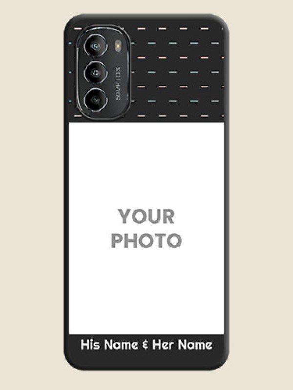 Custom Line Pattern Design with Text on Space Black Custom Soft Matte Phone Back Cover - Moto G82 - alternate view