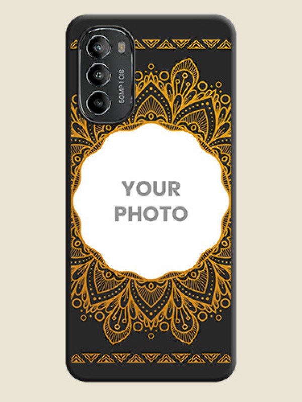 Custom Round Image with Floral Design on Photo on Space Black Soft Matte Mobile Cover - Moto G82 - alternate view