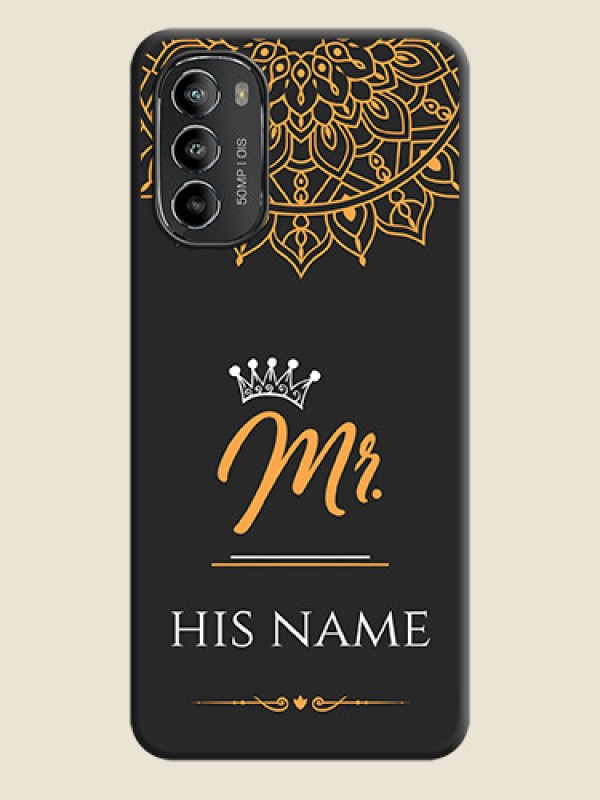 Custom Mr Name with Floral Design  on Personalised Space Black Soft Matte Cases - Moto G82 - alternate view