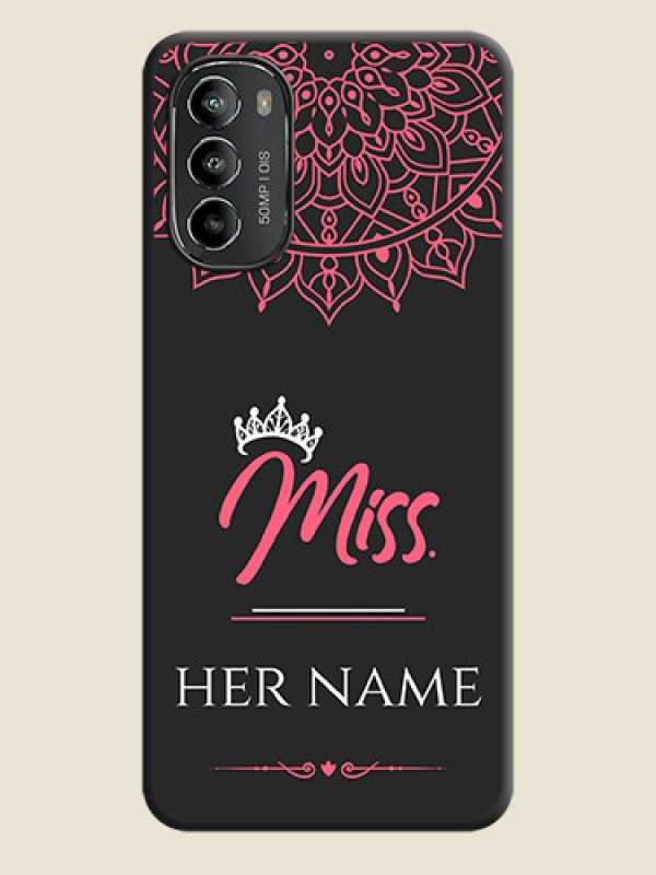 Custom Mrs Name with Floral Design on Space Black Personalized Soft Matte Phone Covers - Moto G82 - alternate view