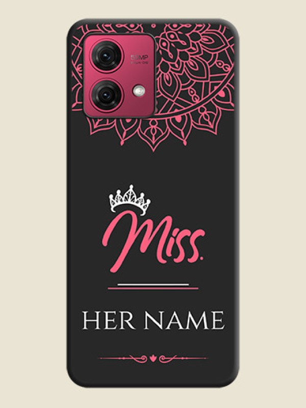 Custom Mrs Name with Floral Design on Space Black Personalized Soft Matte Phone Covers - Motorola Moto G84 5G - alternate view