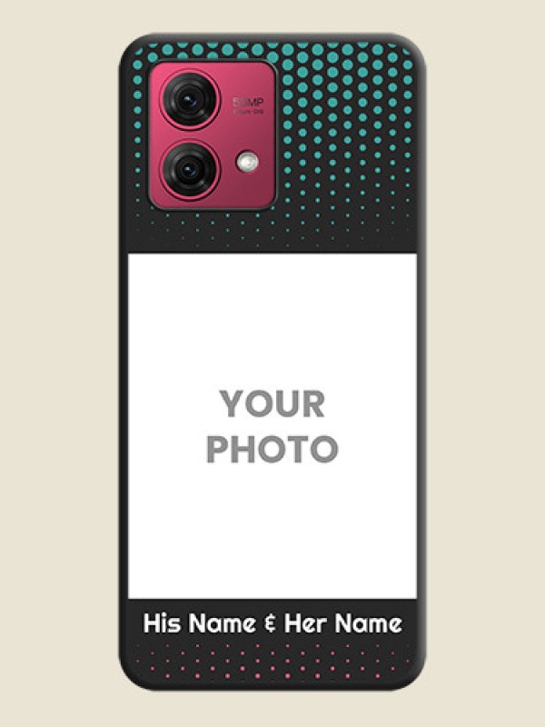 Custom Faded Dots with Grunge Photo Frame and Text on Space Black Custom Soft Matte Phone Cases - Motorola Moto G84 5G - alternate view