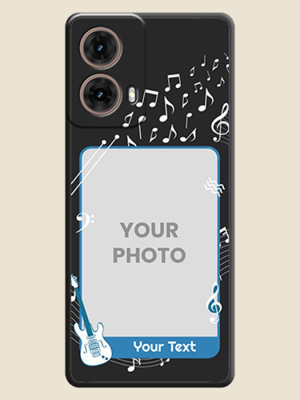 Custom Musical Theme Design with Text on Photo On Space Black Custom Soft Matte Mobile Back Cover - Motorola Moto G85 5G - alternate view