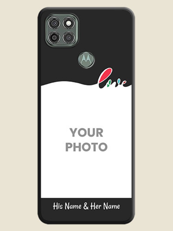 Custom Fall in Love Pattern with Picture on Photo on Space Black Soft Matte Mobile Case - Moto G9 Power - alternate view