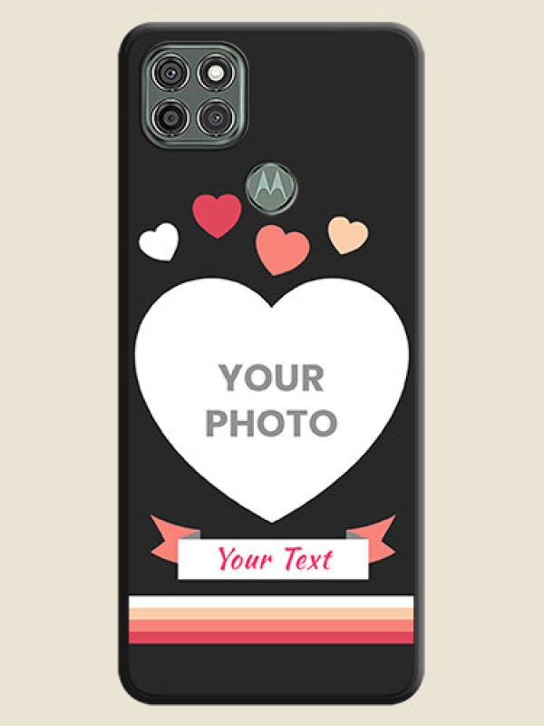 Custom Love Shaped Photo with Colorful Stripes on Personalised Space Black Soft Matte Cases - Moto G9 Power - alternate view