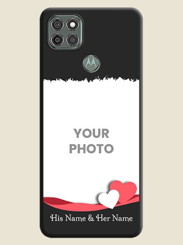 Custom Pin Color Love Shaped Ribbon Design with Text on Space Black Custom Soft Matte Phone Back Cover - Moto G9 Power - alternate view