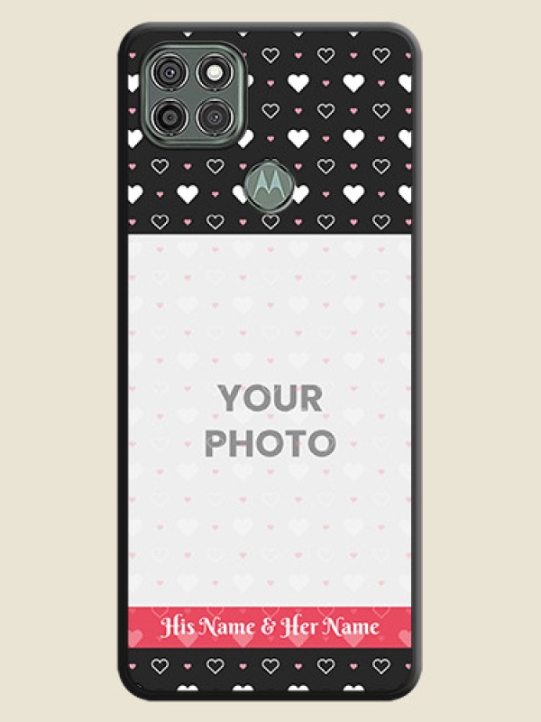 Custom White Color Love Symbols with Text Design on Photo on Space Black Soft Matte Phone Cover - Moto G9 Power - alternate view