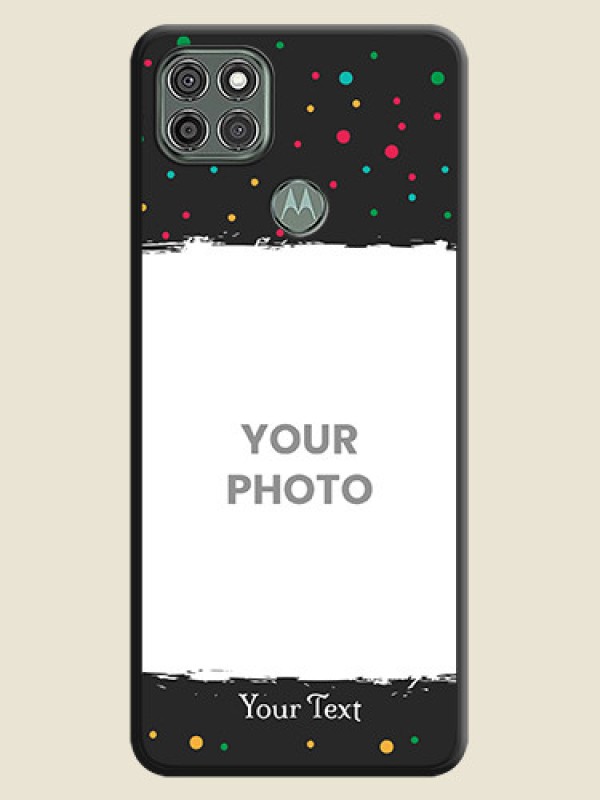 Custom Multicolor Dotted Pattern with Text on Space Black Custom Soft Matte Phone Back Cover - Moto G9 Power - alternate view