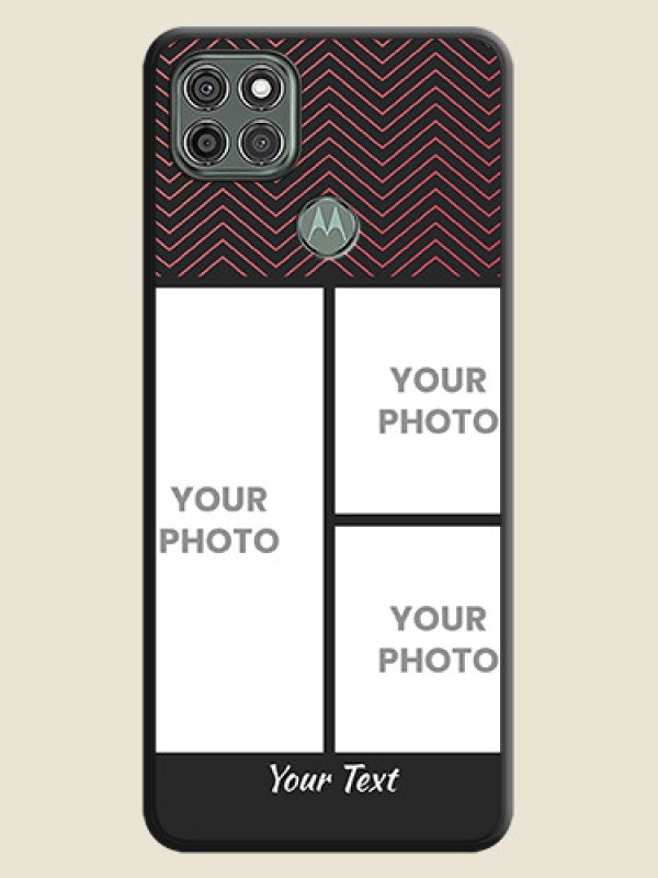 Custom Wave Pattern with 3 Image Holder on Space Black Custom Soft Matte Back Cover - Moto G9 Power - alternate view