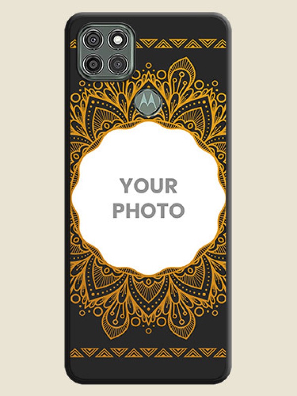 Custom Round Image with Floral Design on Photo on Space Black Soft Matte Mobile Cover - Moto G9 Power - alternate view