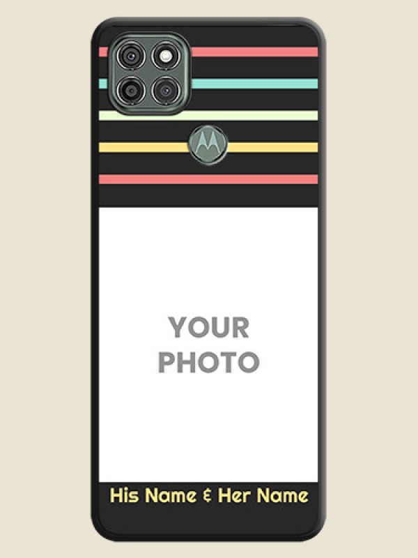 Custom Color Stripes with Photo and Text on Photo on Space Black Soft Matte Mobile Case - Moto G9 Power - alternate view