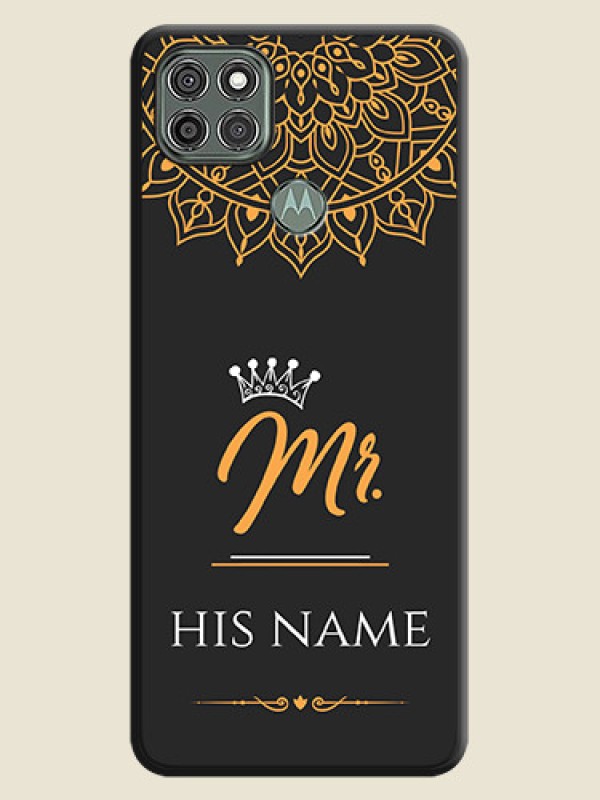Custom Mr Name with Floral Design on Personalised Space Black Soft Matte Cases - Moto G9 Power - alternate view