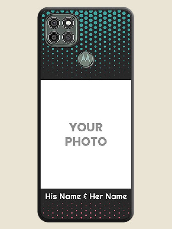 Custom Faded Dots with Grunge Photo Frame and Text on Space Black Custom Soft Matte Phone Cases - Moto G9 Power - alternate view