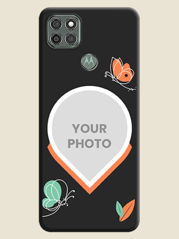 Custom Upload Pic With Simple Butterly Design On Space Black Personalized Soft Matte Phone Covers -Motorola Moto G9 Power - alternate view