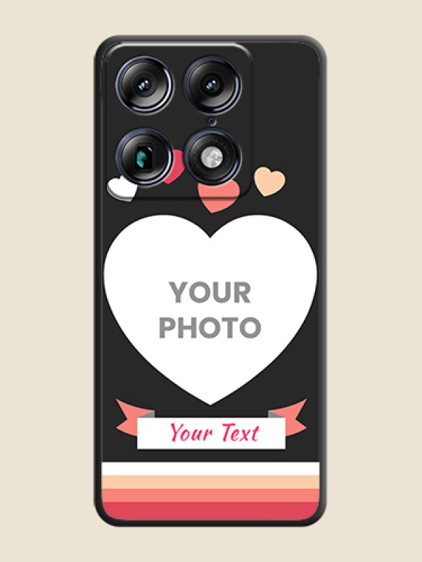 Custom Love Shaped Photo with Colorful Stripes On Space Black Custom Soft Matte Mobile Back Cover - Motorola Signature 5G - alternate view
