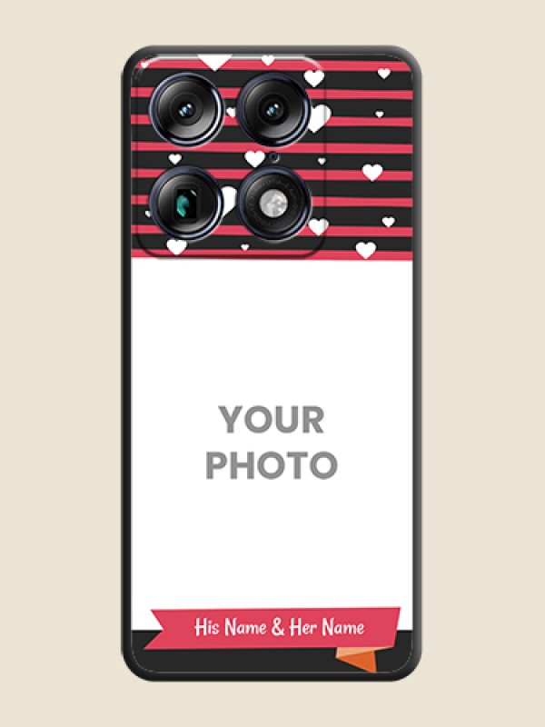 Custom White Color Love Symbols with Pink Lines Pattern On Space Black Custom Soft Matte Mobile Back Cover - Motorola Signature 5G - alternate view