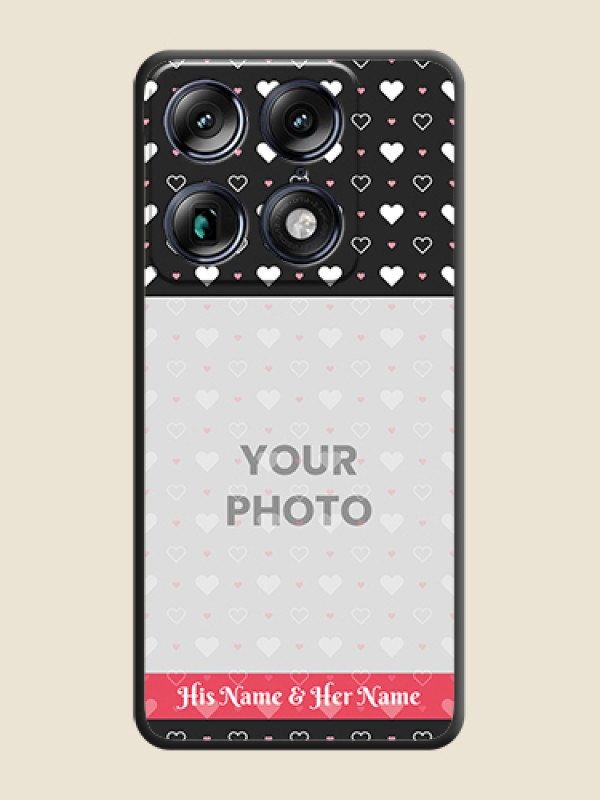 Custom White Color Love Symbols with Text Design on Photo On Space Black Custom Soft Matte Mobile Back Cover - Motorola Signature 5G - alternate view