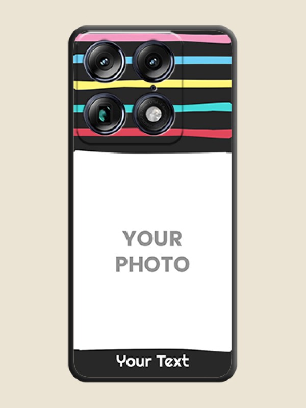 Custom Multicolor Lines with Image On Space Black Custom Soft Matte Mobile Back Cover - Motorola Signature 5G - alternate view