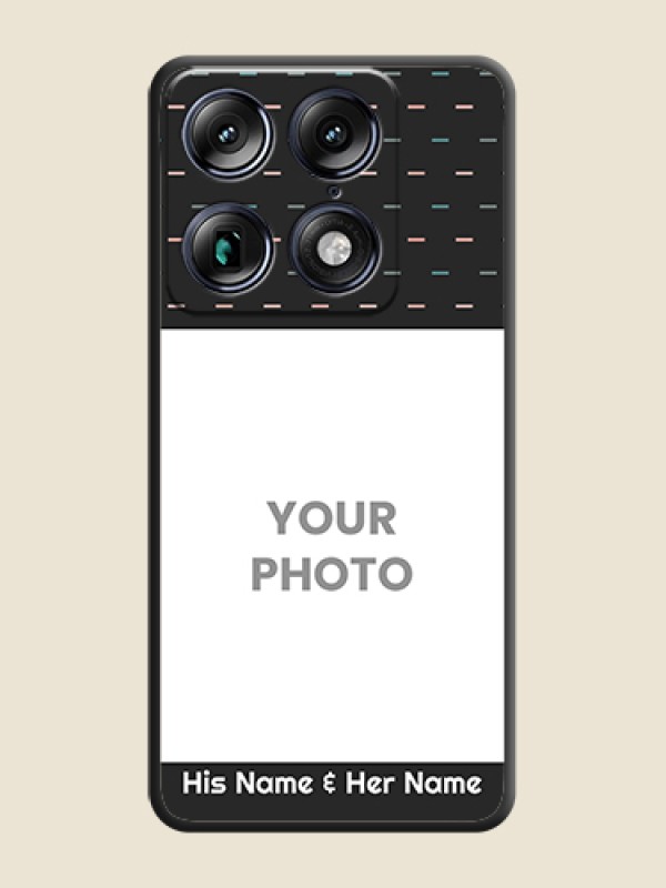 Custom Line Pattern Design with Text On Space Black Custom Soft Matte Mobile Back Cover - Motorola Signature 5G - alternate view