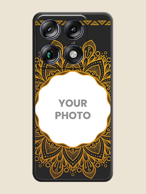 Custom Round Image with Floral Design On Space Black Custom Soft Matte Mobile Back Cover - Motorola Signature 5G - alternate view