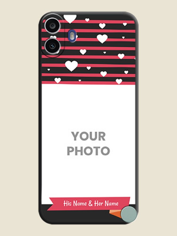 Custom White Color Love Symbols with Pink Lines Pattern On Space Black Custom Soft Matte Mobile Back Cover - Nothing Cmf Phone 1 - alternate view