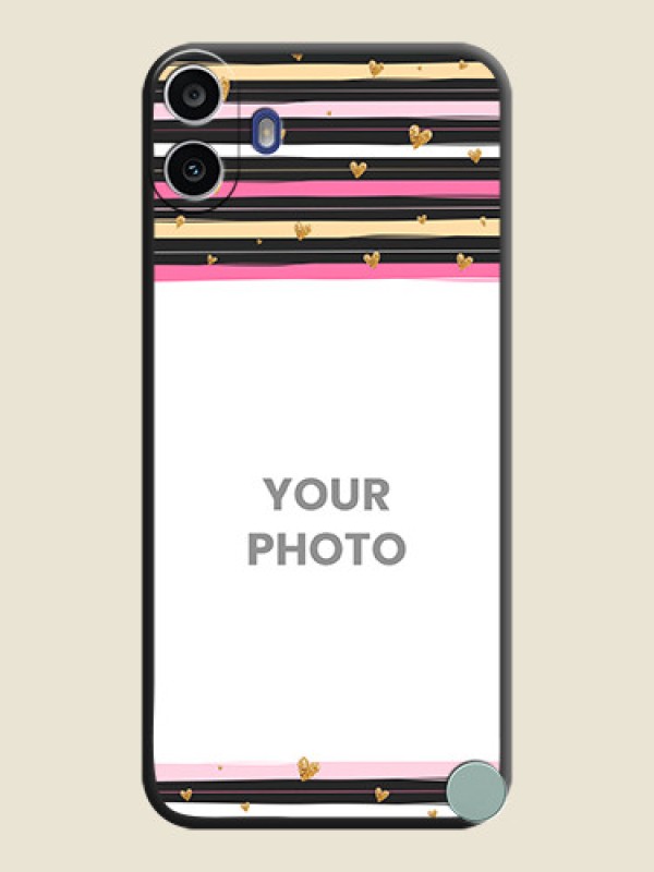 Custom Multicolor Lines and Golden Love Symbols Design on Photo On Space Black Custom Soft Matte Mobile Back Cover - Nothing Cmf Phone 1 - alternate view