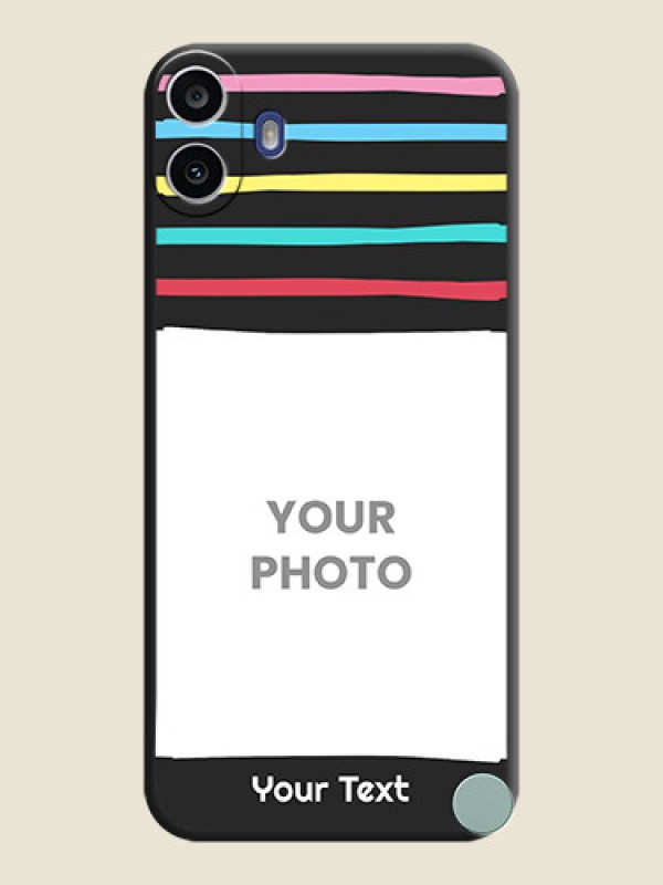 Custom Multicolor Lines with Image On Space Black Custom Soft Matte Mobile Back Cover - Nothing Cmf Phone 1 - alternate view