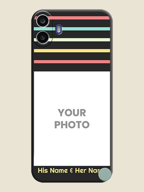 Custom Color Stripes with Photo and Text on Photo On Space Black Custom Soft Matte Mobile Back Cover - Nothing Cmf Phone 1 - alternate view