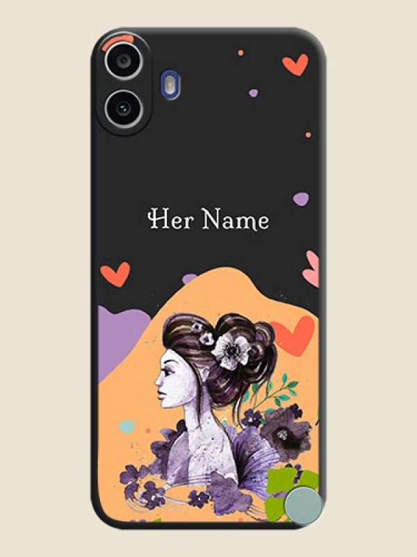 Custom Namecase For Her With Fancy Lady Image On Space Black Custom Soft Matte Mobile Back Cover - Nothing Cmf Phone 1 - alternate view