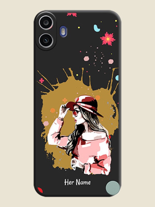 Custom Mordern Lady With Color Splash Background With Custom Text On Space Black Custom Soft Matte Mobile Back Cover - Nothing Cmf Phone 1 - alternate view