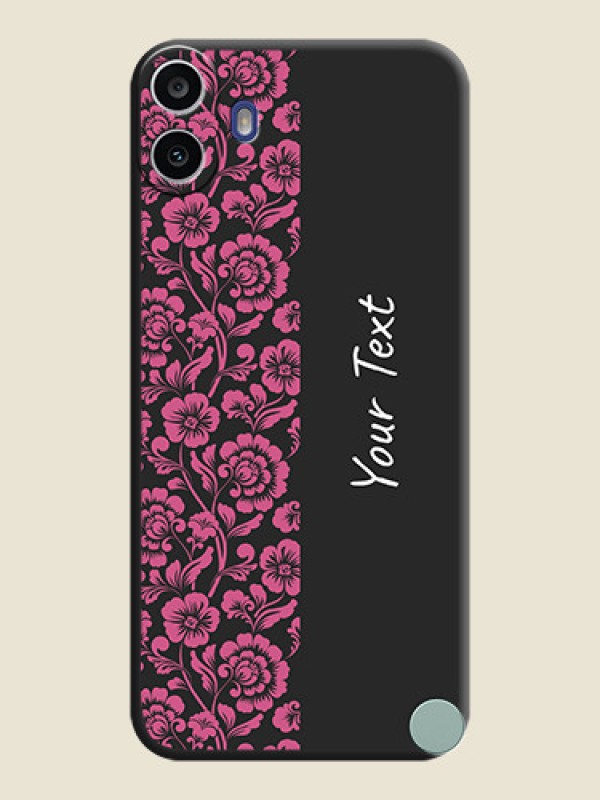 Custom Pink Floral Pattern Design With Custom Text On Space Black Custom Soft Matte Mobile Back Cover - Nothing Cmf Phone 1 - alternate view