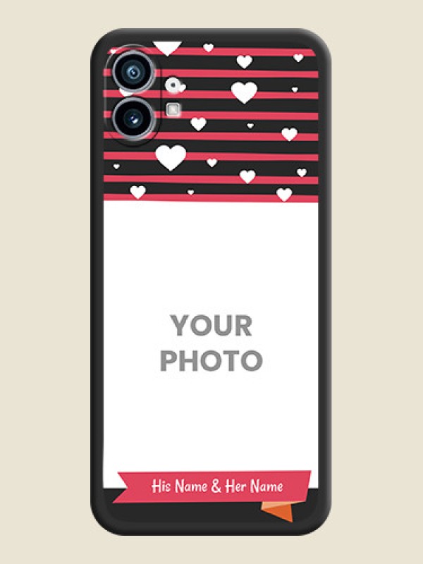 Custom White Color Love Symbols with Pink Lines Pattern on Space Black Custom Soft Matte Phone Cases - Nothing Phone 1 - alternate view